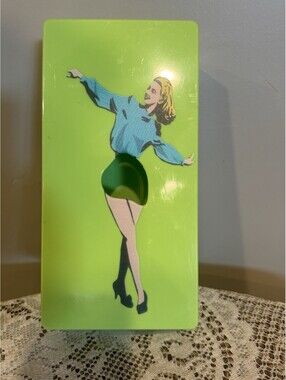 Vtg Plastic Kleenex Tissue Box Holder Lime Green Lady Dancer Bathroom Wall Mount